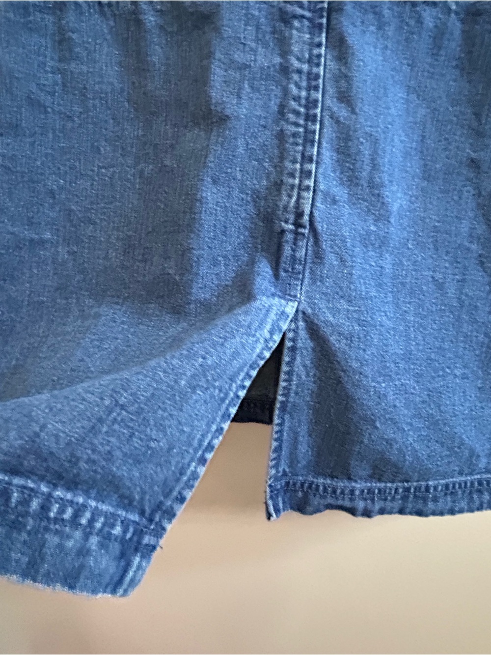 VTG 90s Blue Denim Utility Vest Brown Contrast Collar Women's XL Cargo Pocket - Picture 3 of 8